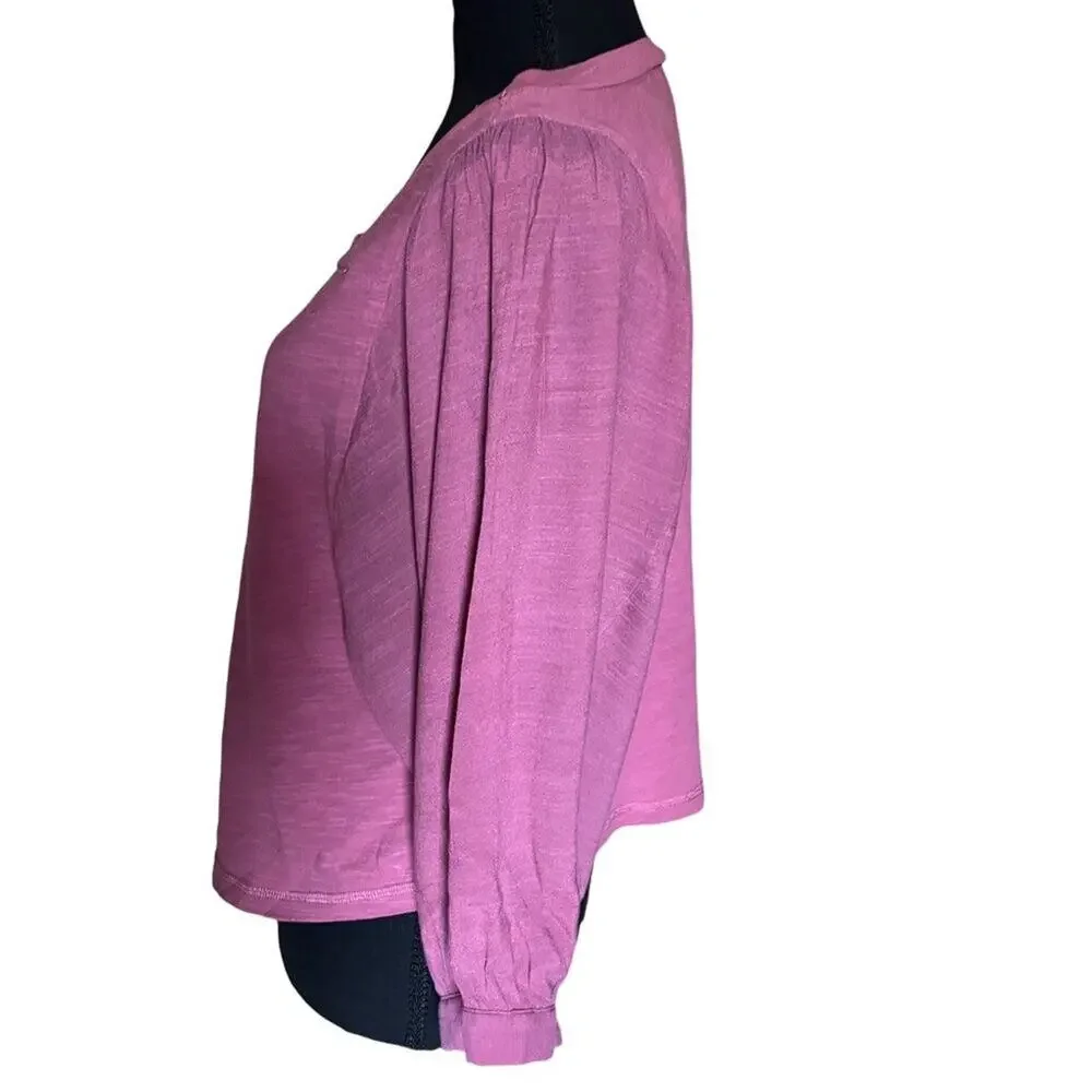 Akemi + Kin Anthropologie Berry Pink Square Neck T-Shirt Blouse XS